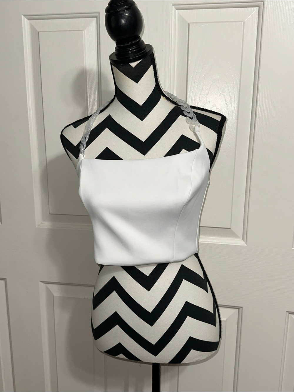 Marciano for Guess White Halter Crop Top with Chain Strap